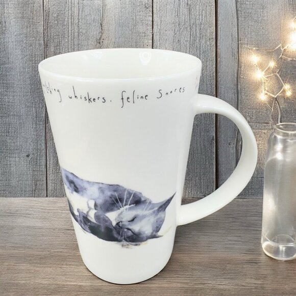 Kent Pottery Other - KENT POTTERY Sleeping Black White Kitty Cat Tall Coffee Mug Cup Porcelain 14Oz